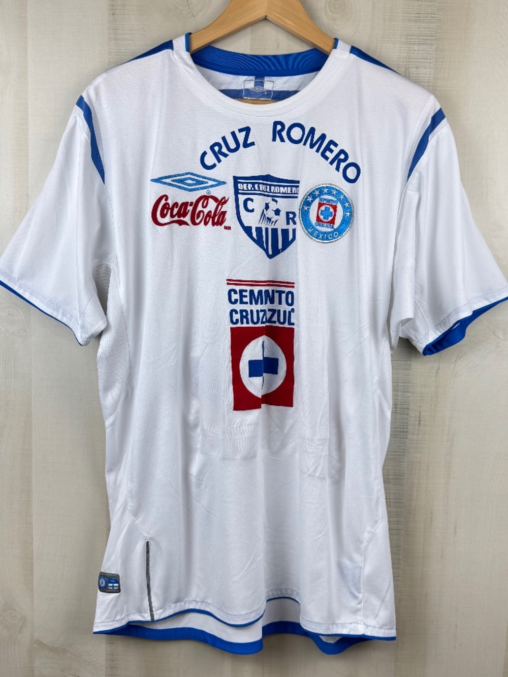 VTG Early 2000s Umbro Club Deportivo Cruz Azul White Soccer Away Jersey Large